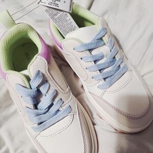 Kids White and Pink Sneakers